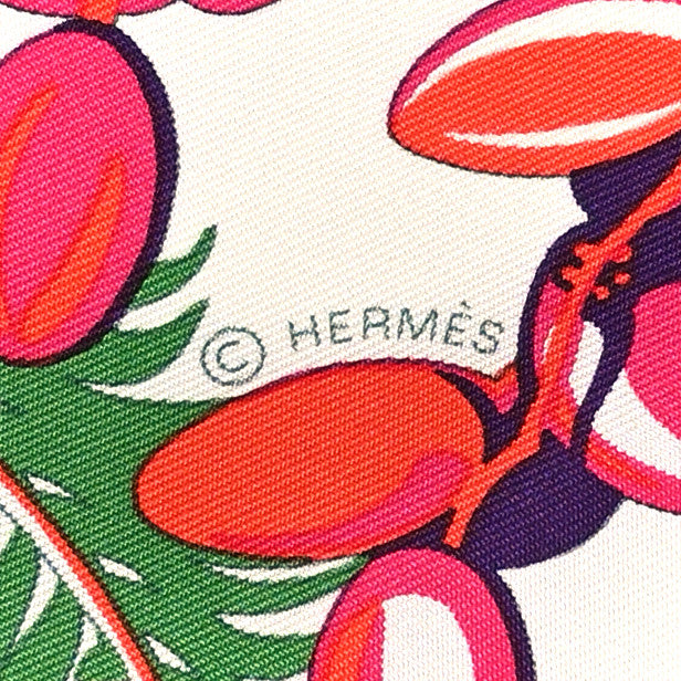 Hermes Silk Mythiques Phoenix Coloriage Scarf 90 Blanc Vert Rouge 4 of 4