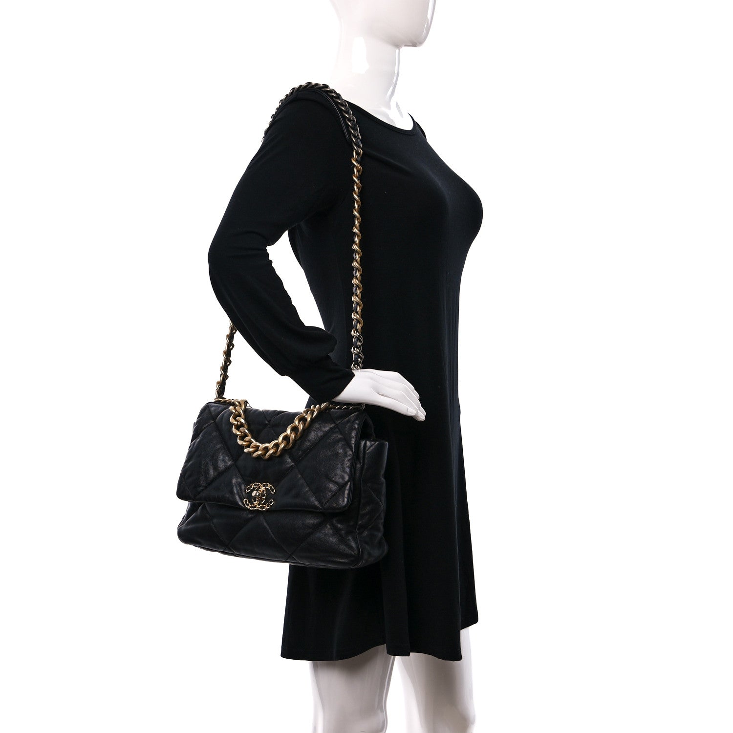 Chanel Goatskin Quilted Large Chanel 19 Flap Black 2 of 11