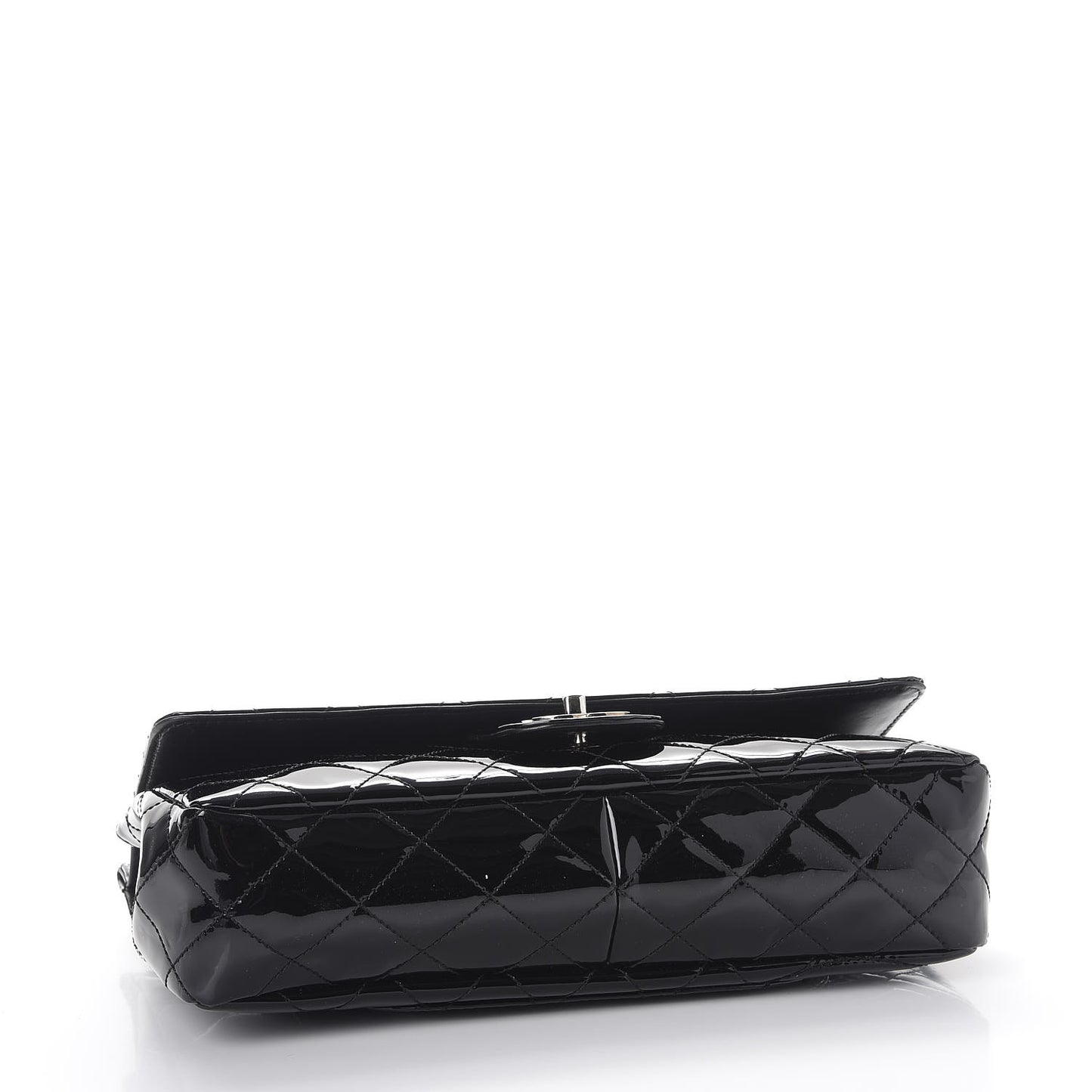 Patent Quilted Jumbo Diagonal CC Flap Black