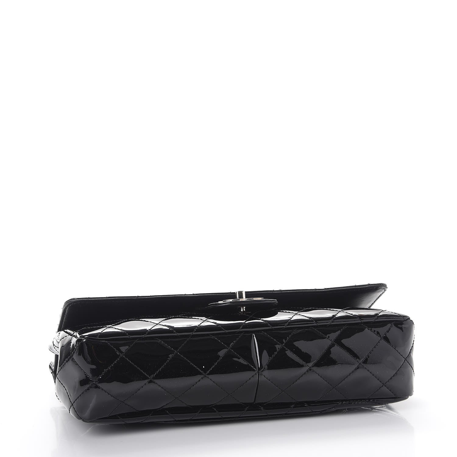 Chanel Patent Quilted Jumbo Diagonal CC Flap Black 4 of 12