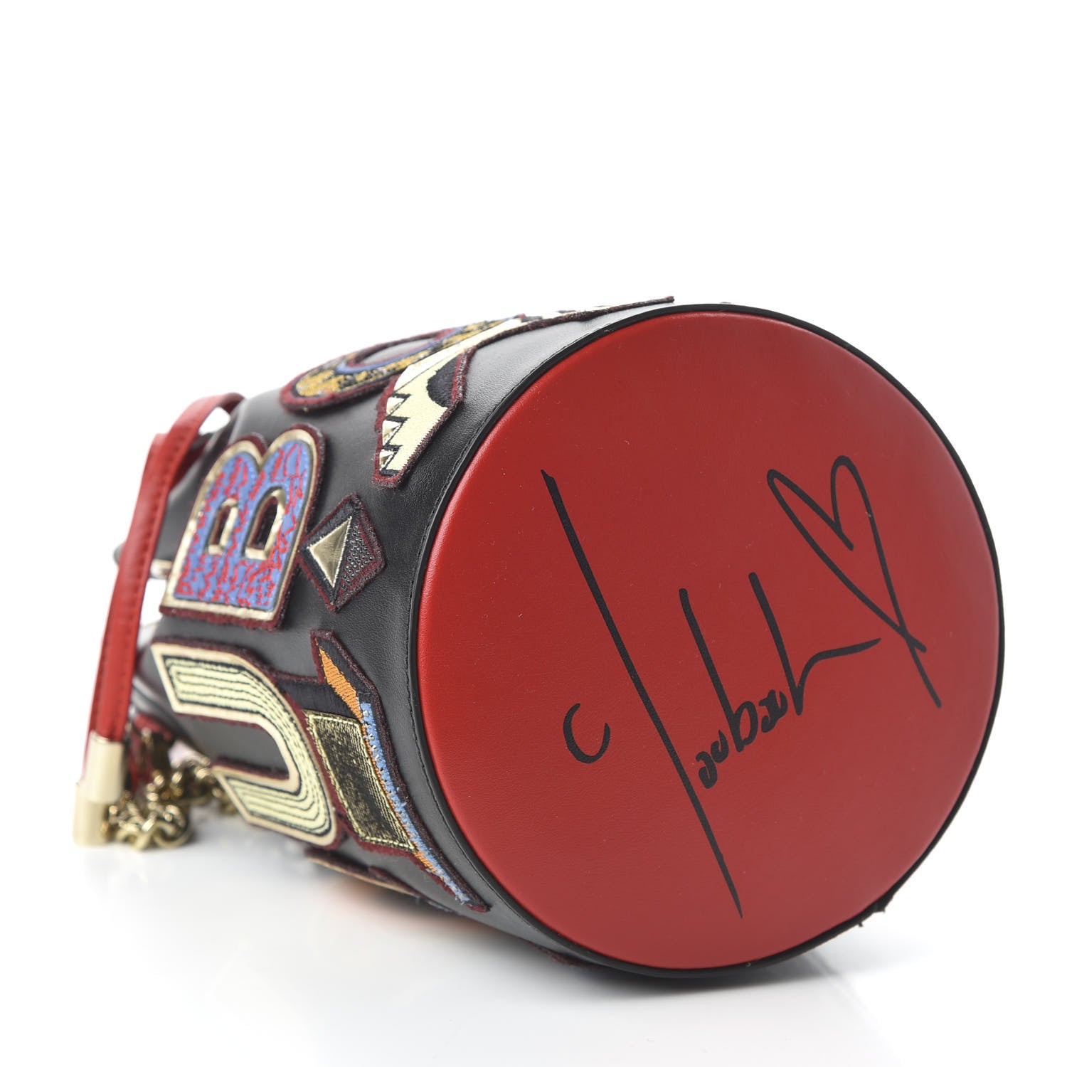Christian Louboutin Calfskin Embroidered Alpha Marie Jane Bucket Black Multicolor 4 of 10
