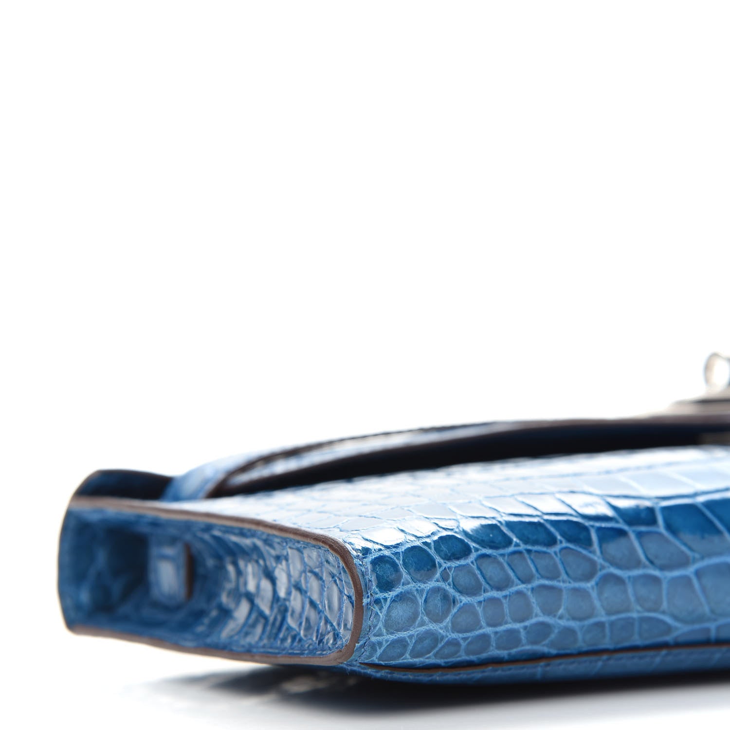 Hermes Shiny Porosus Crocodile Kelly Cut Pochette Mykonos 8 of 9