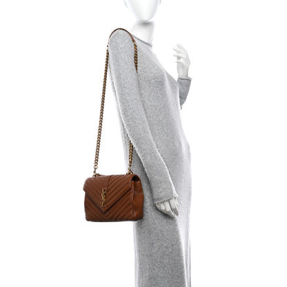 Saint Laurent Sheepskin Matelasse Chevron Monogram Medium College Bag Brick 2 of 10