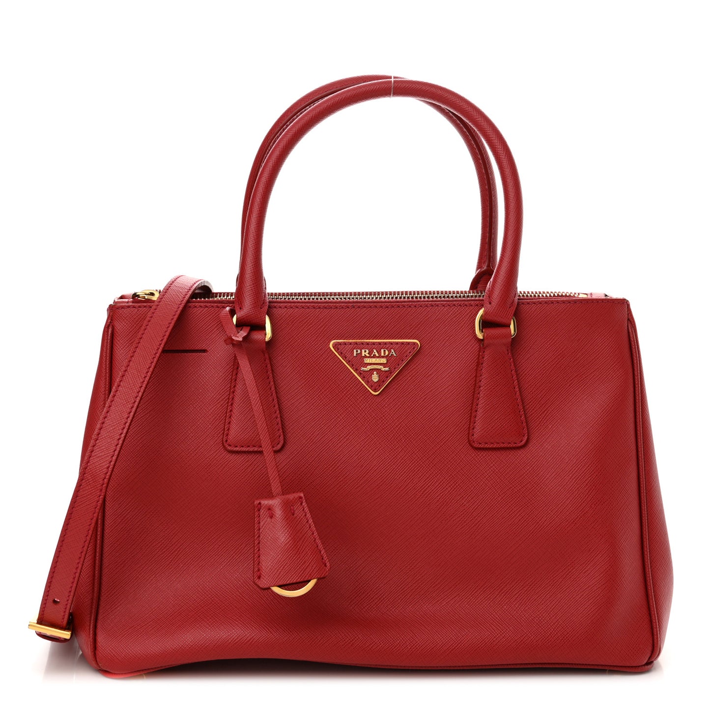 Saffiano Lux Small Galleria Double Zip Tote Fuoco