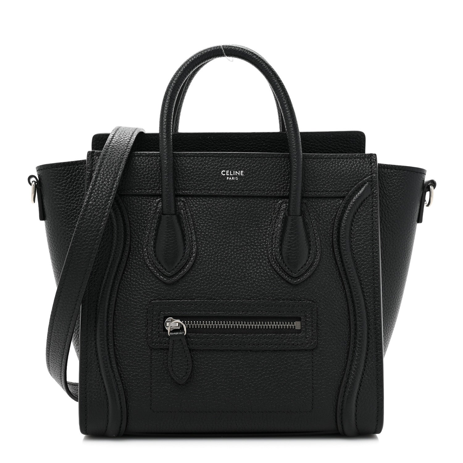 Celine Drummed Calfskin Nano Luggage Black 1 of 11