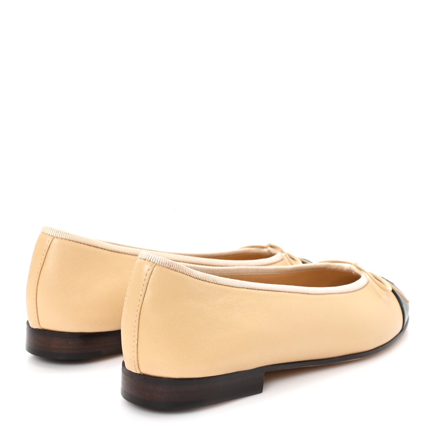 Lambskin Cap Toe CC Ballerina Flats 35.5 Beige Black