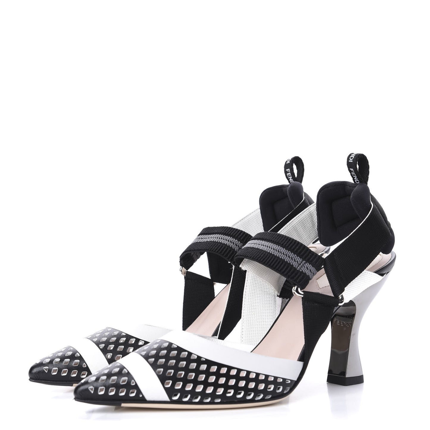 Calfskin Perforated Colibri 85mm Slingback Pumps 36.5 Black