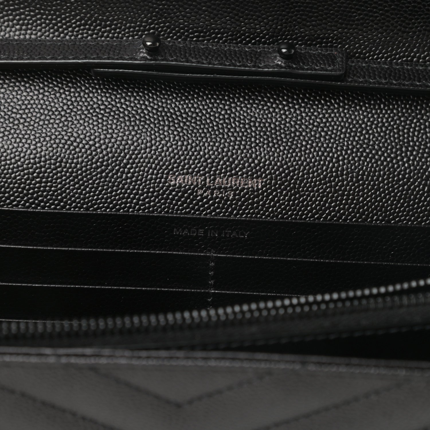 Saint Laurent Grain De Poudre Matelasse Chevron Monogram Chain Wallet Black 6 of 11