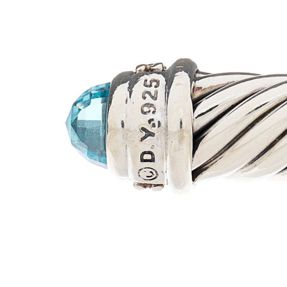 David Yurman Sterling Silver Diamond Blue Topaz 5mm Cable Classics Bracelet 3 of 3