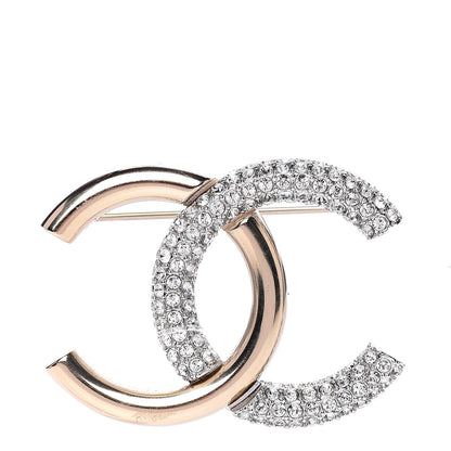 Chanel Crystal CC Brooch Light Gold 1 of 4