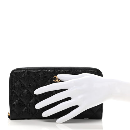 Chanel Caviar Quilted Large Gusset Zip Around Wallet Black 2 of 9