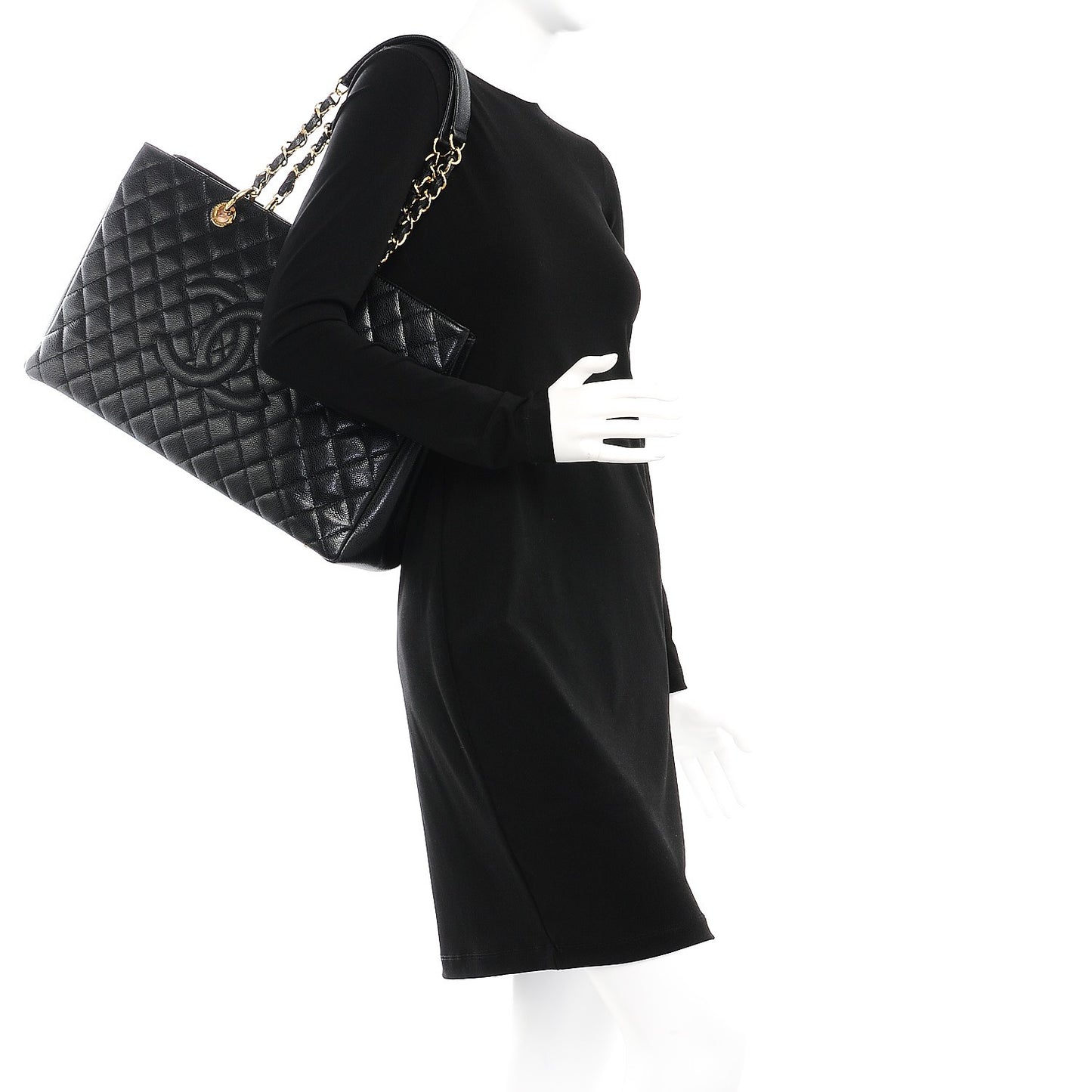 Caviar Quilted XL Grand Shopping Tote GST Black