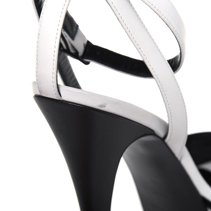 Saint Laurent Calfskin Tribute 105 Open Toe Platform Sandals 41 White 10 of 14