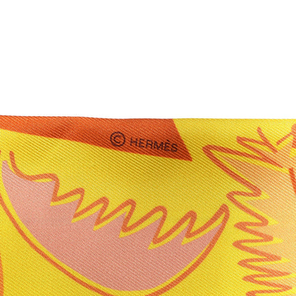 Hermes Silk Sea Surf and Fun Twilly Jaune Vif Abricot Soleil 4 of 4