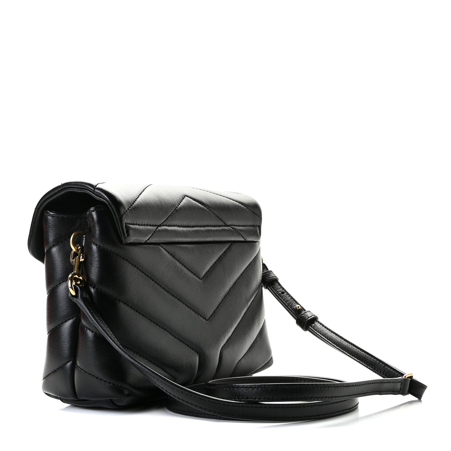 Calfskin Y Quilted Monogram Toy Loulou Crossbody Bag Black
