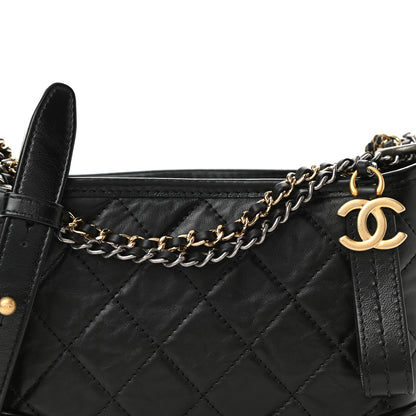 Chanel Aged Calfskin Quilted Small Gabrielle Hobo Black 8 of 10