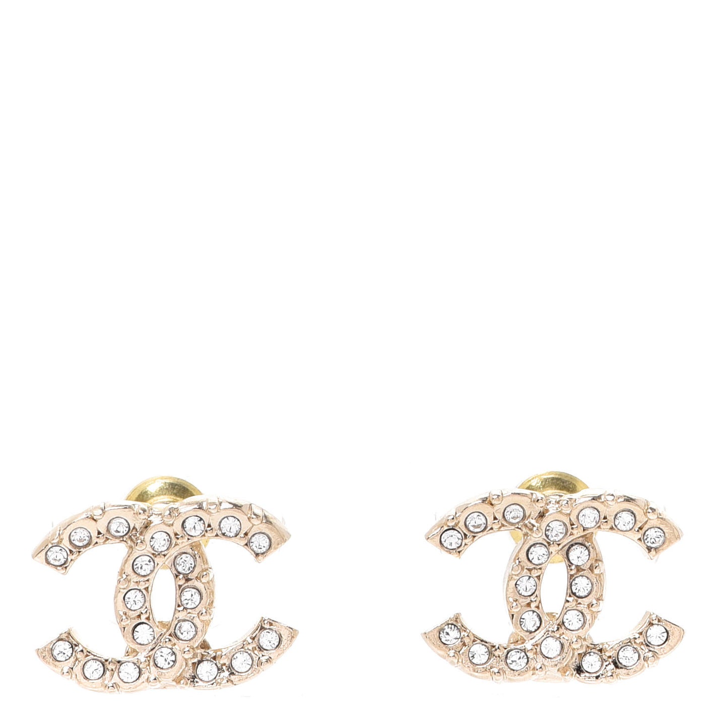 Crystal Studded CC Earrings Gold