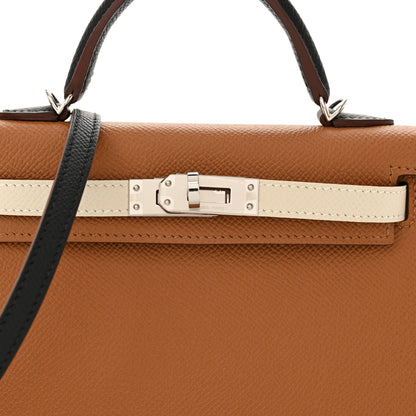 Hermes Epsom Tri-Color Mini Kelly Sellier 20 Gold Craie Black 8 of 13