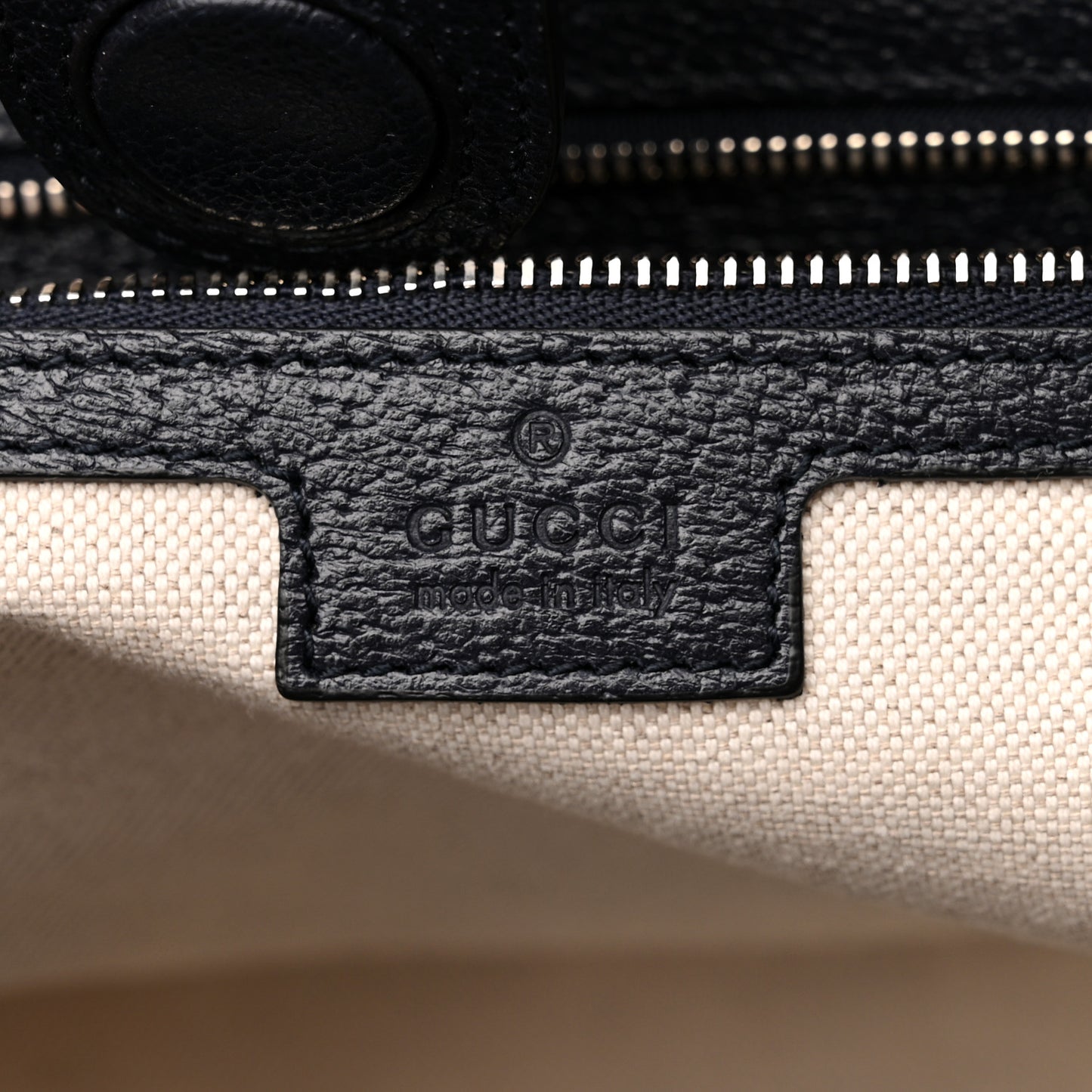 GG Supreme Monogram Textured Calfskin Web Medium Ophidia Shopping Tote Beige Blue
