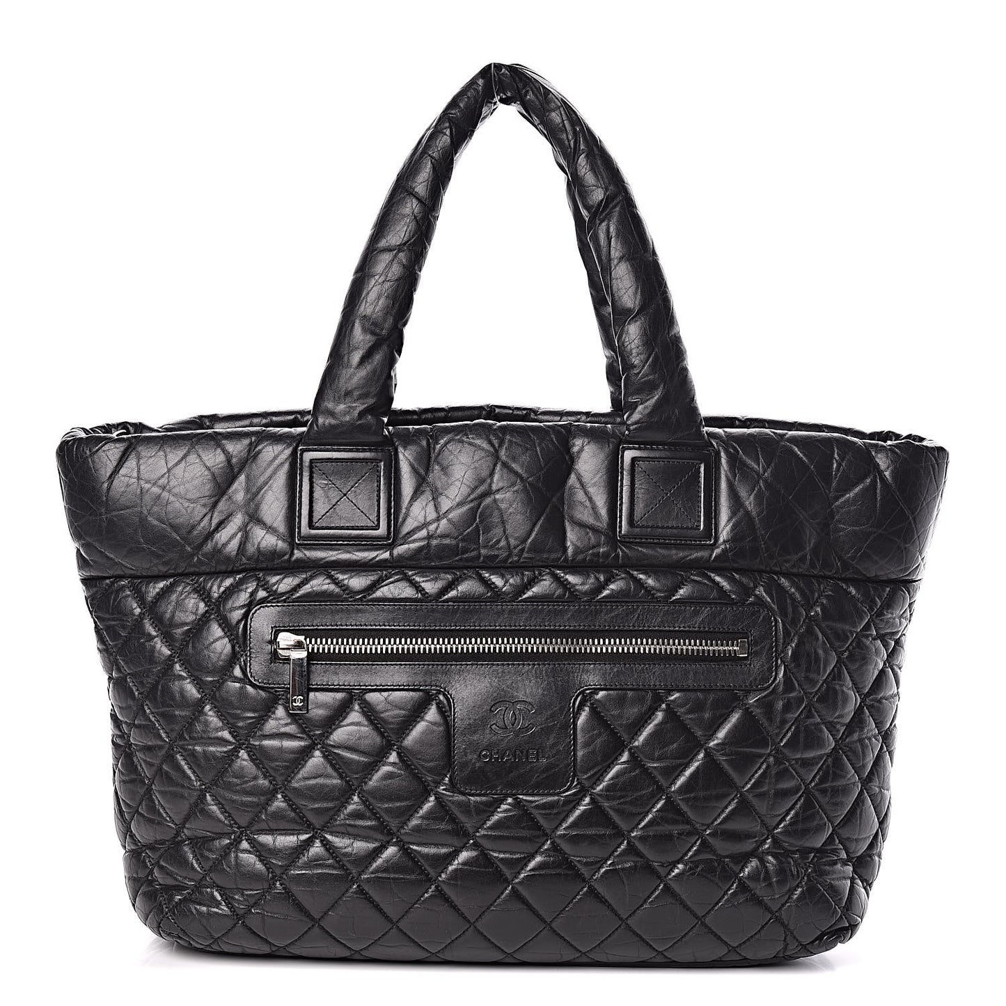 Lambskin Quilted Large Coco Cocoon Tote Black