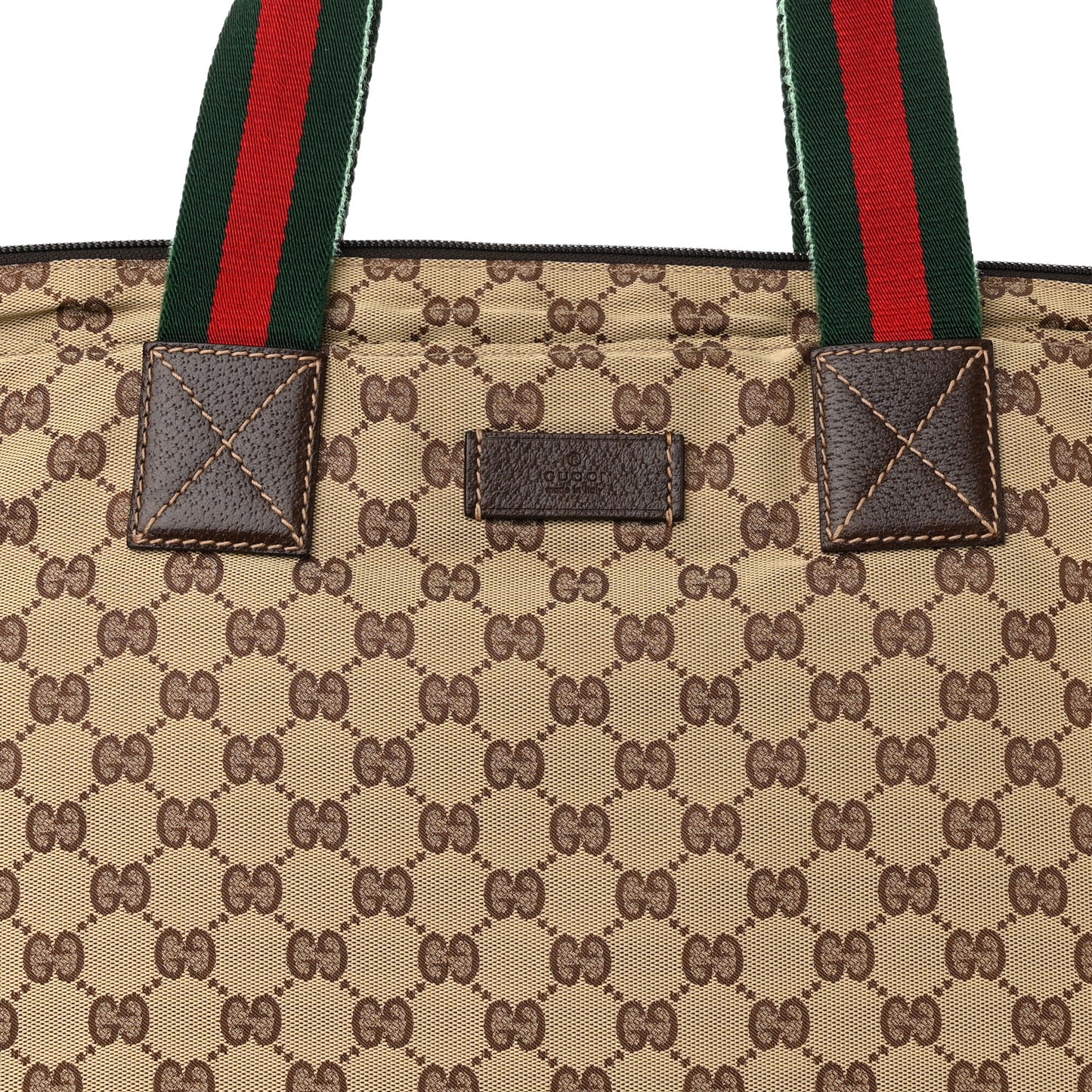 GG Monogram Large Web Handle Vertical Tote Dark Brown