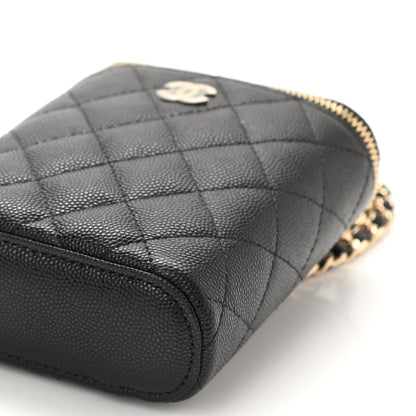 Chanel Caviar Quilted Small Vertical Coco Beauty Vanity Case With Chain Black 5 of 11