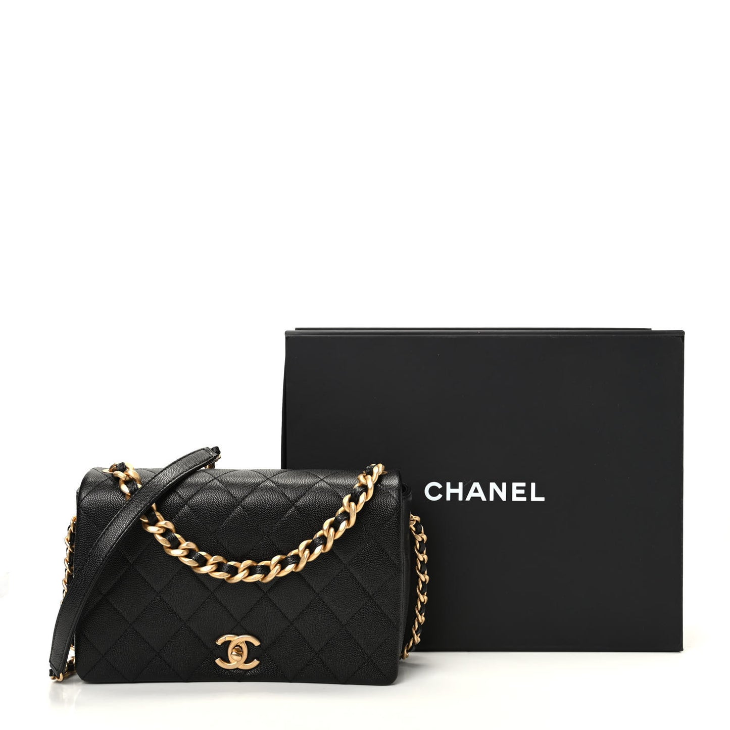 Caviar Quilted Medium Fashion Therapy Flap Bag Black