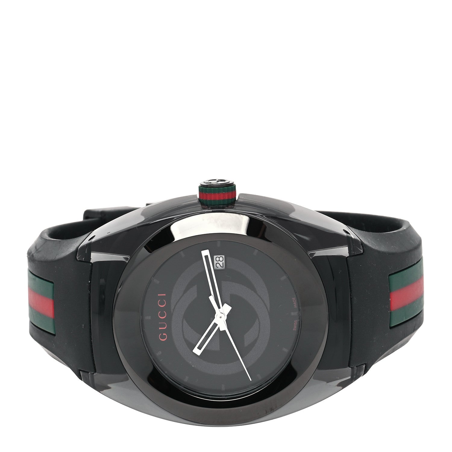 Gucci Stainless Steel Rubber 46mm Sync Web Quartz Watch Black 2 of 5