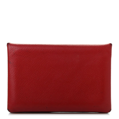 Hermes Epsom Calvi Card Case Rouge Garance 1 of 13