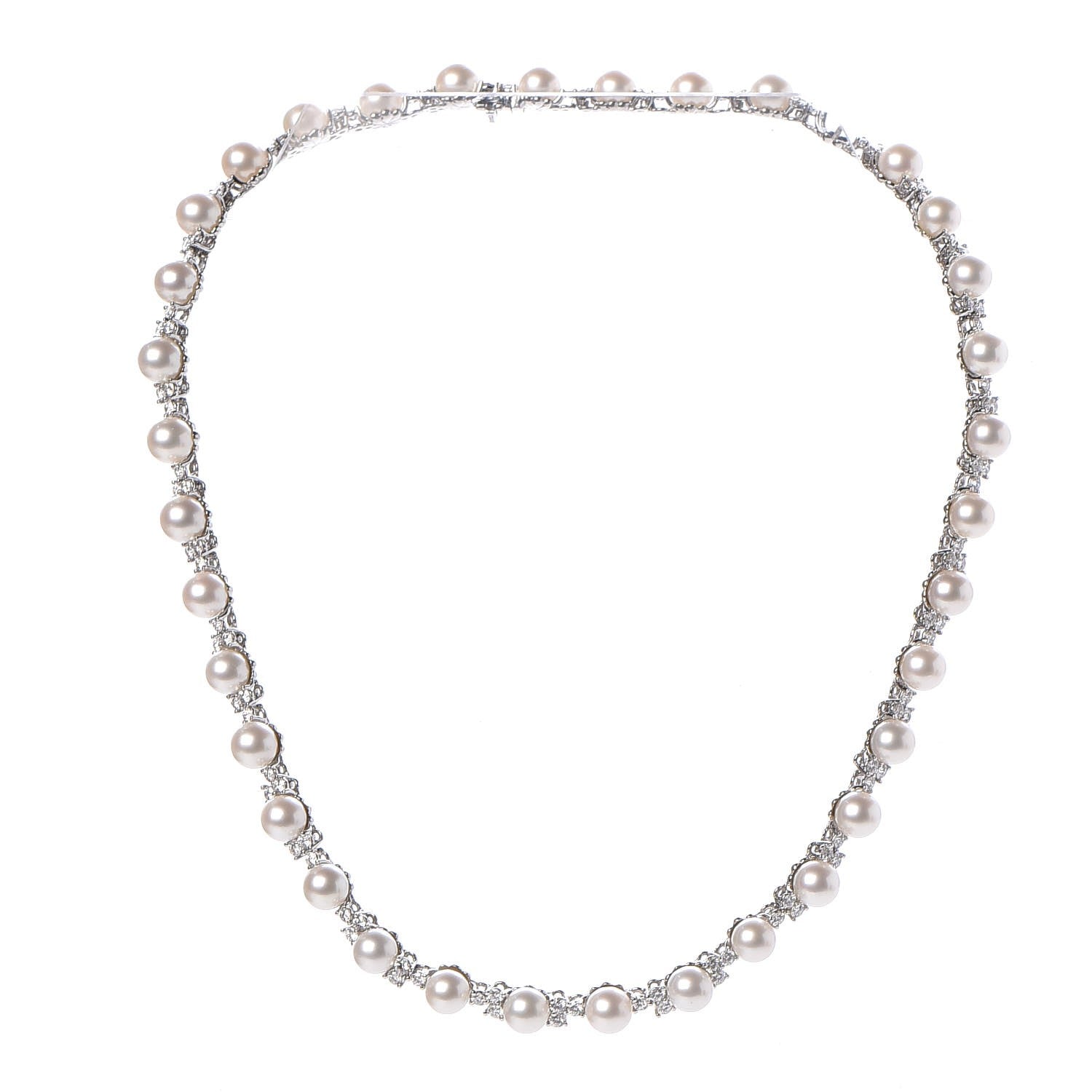 Tiffany Platinum Diamond Akoya Pearl 6.5-7mm Aria Necklace 3 of 13