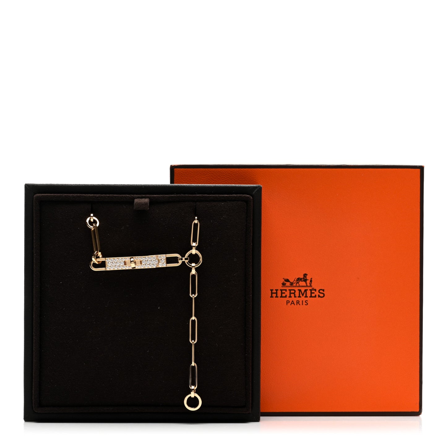 18K Yellow Gold Diamond Pave PM Kelly Chaine Lariat Necklace SH