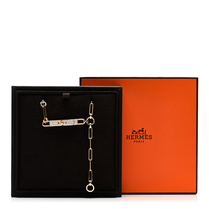 Hermes 18K Yellow Gold Diamond Pave PM Kelly Chaine Lariat Necklace SH 5 of 5