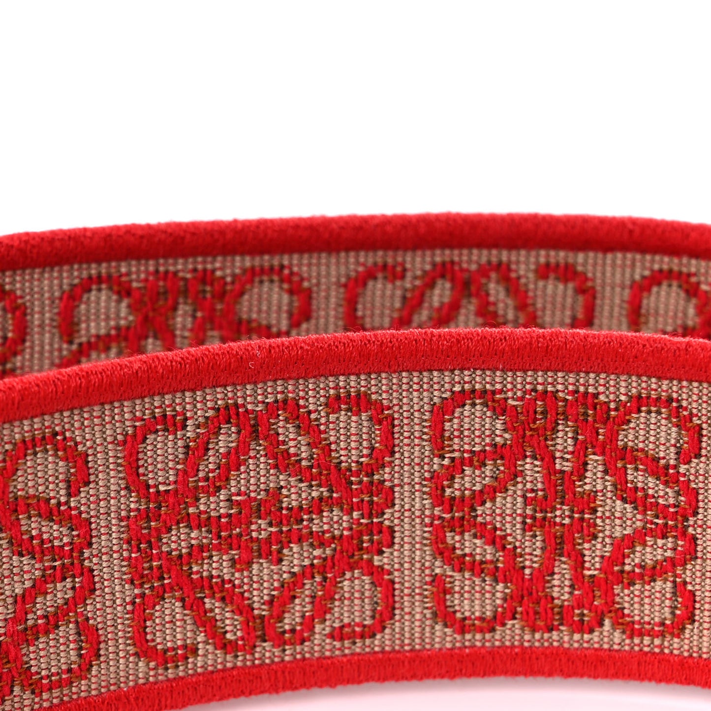 Calfskin Jacquard Anagram Strap Natural Red