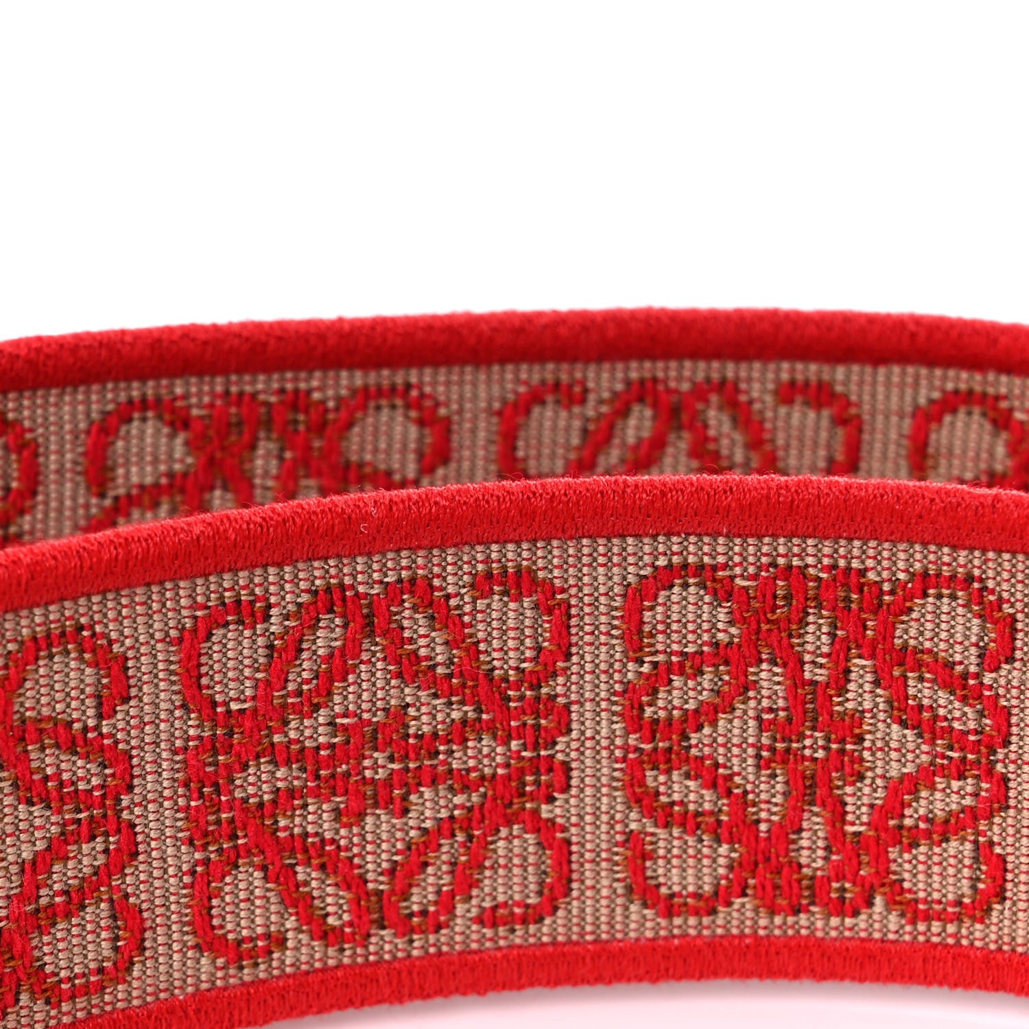 Loewe Calfskin Jacquard Anagram Strap Natural Red 5 of 5