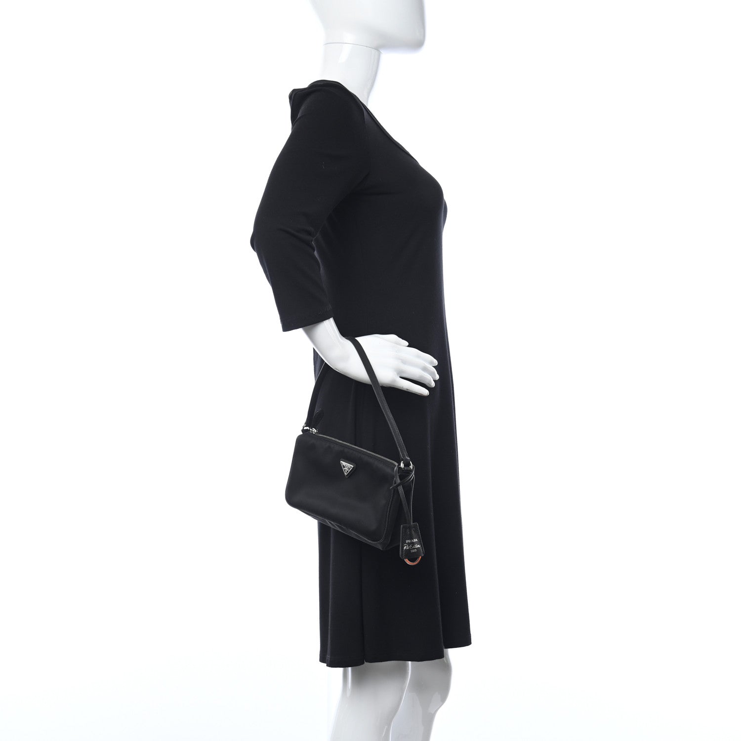 Prada Tessuto Nylon Saffiano Mini Re-Edition 2005 Bag Black 3 of 9