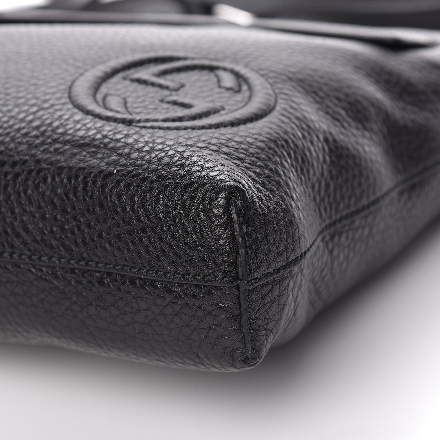 Pebbled Calfskin Medium Soho Messenger Bag Black