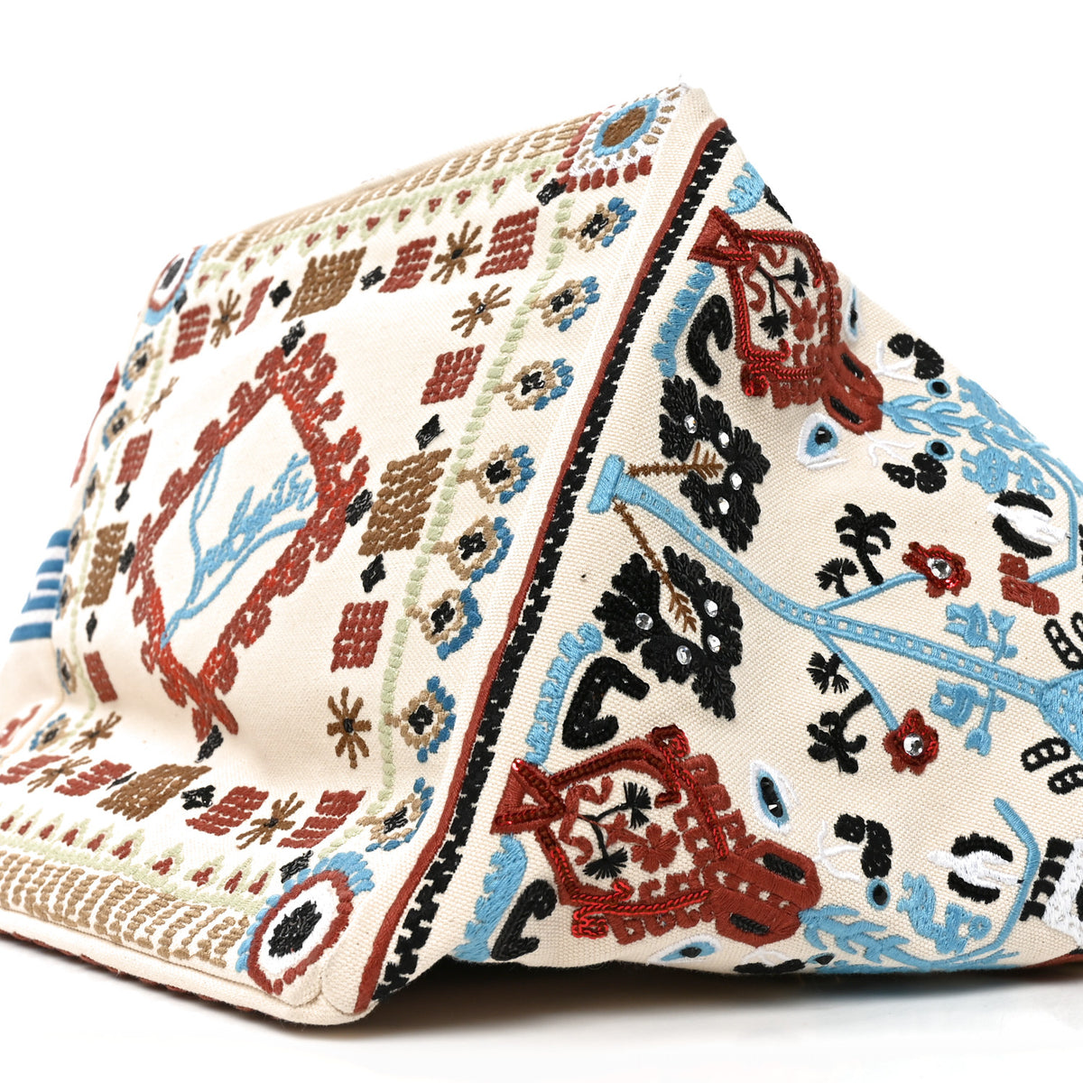 Christian Louboutin Frise Broderie Calfskin Greekaba Tote Biscotto Multicolor 9 of 9
