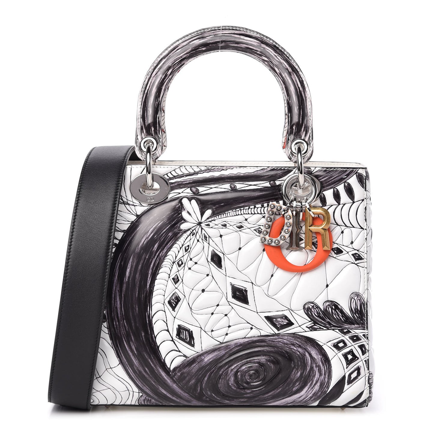 Calfskin Quilted Jack Pierson Art Lady Dior White Black Multicolor