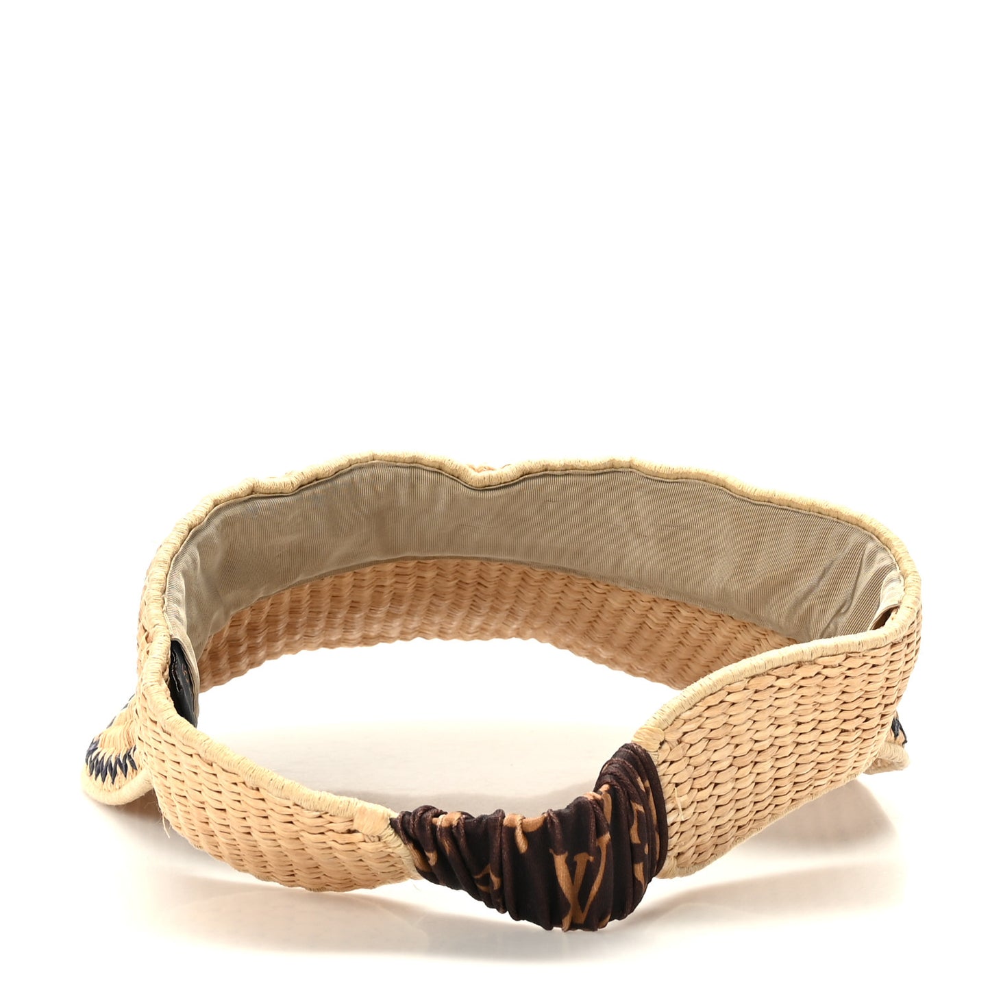Calfskin Raffia Monogram Strawgram Visor Natural Blue