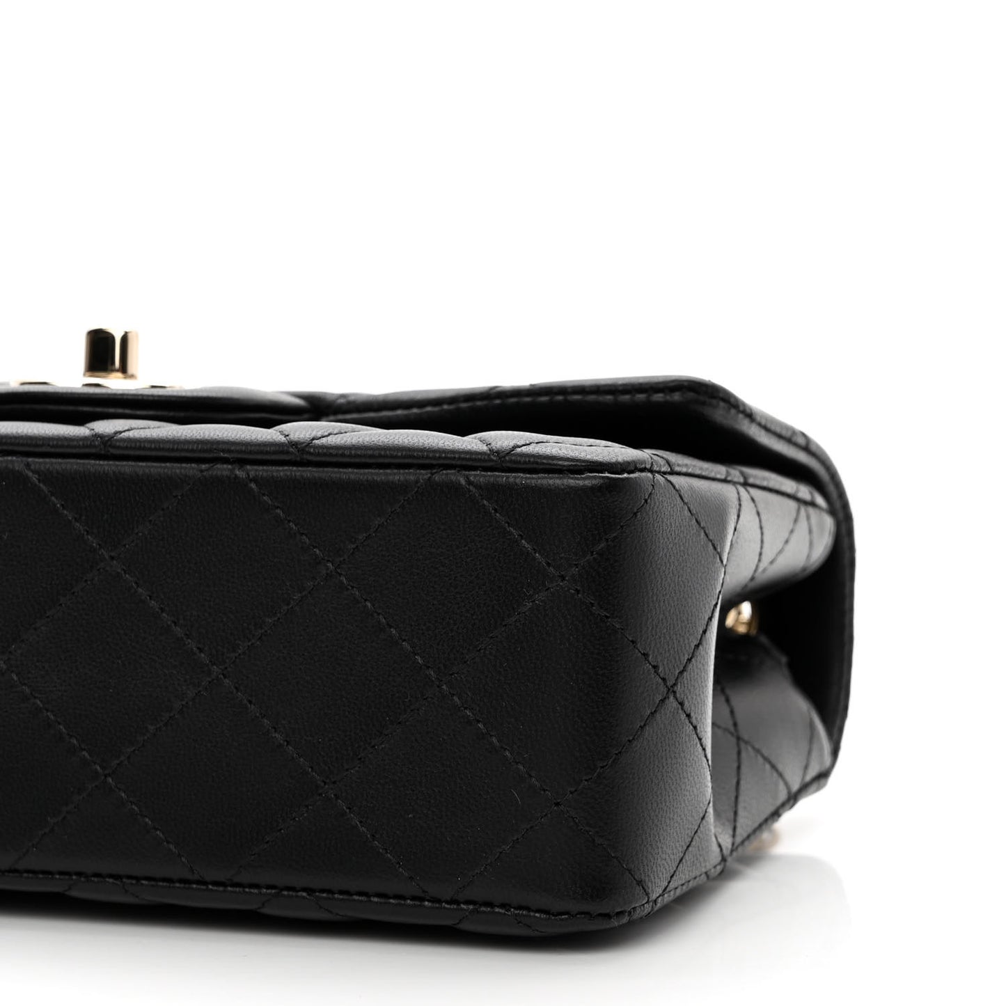 Lambskin Quilted Mini Rectangular Flap Black