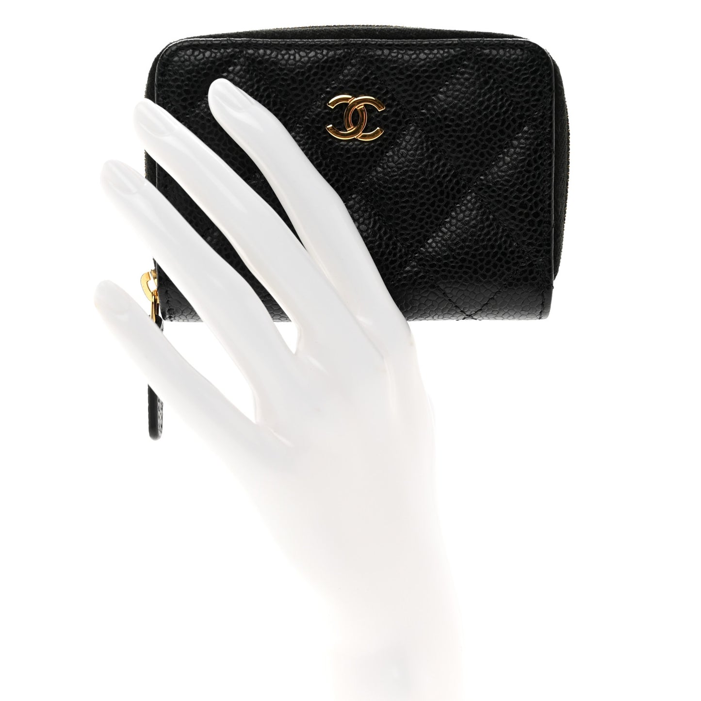 Caviar Quilted Zip Coin Purse Black