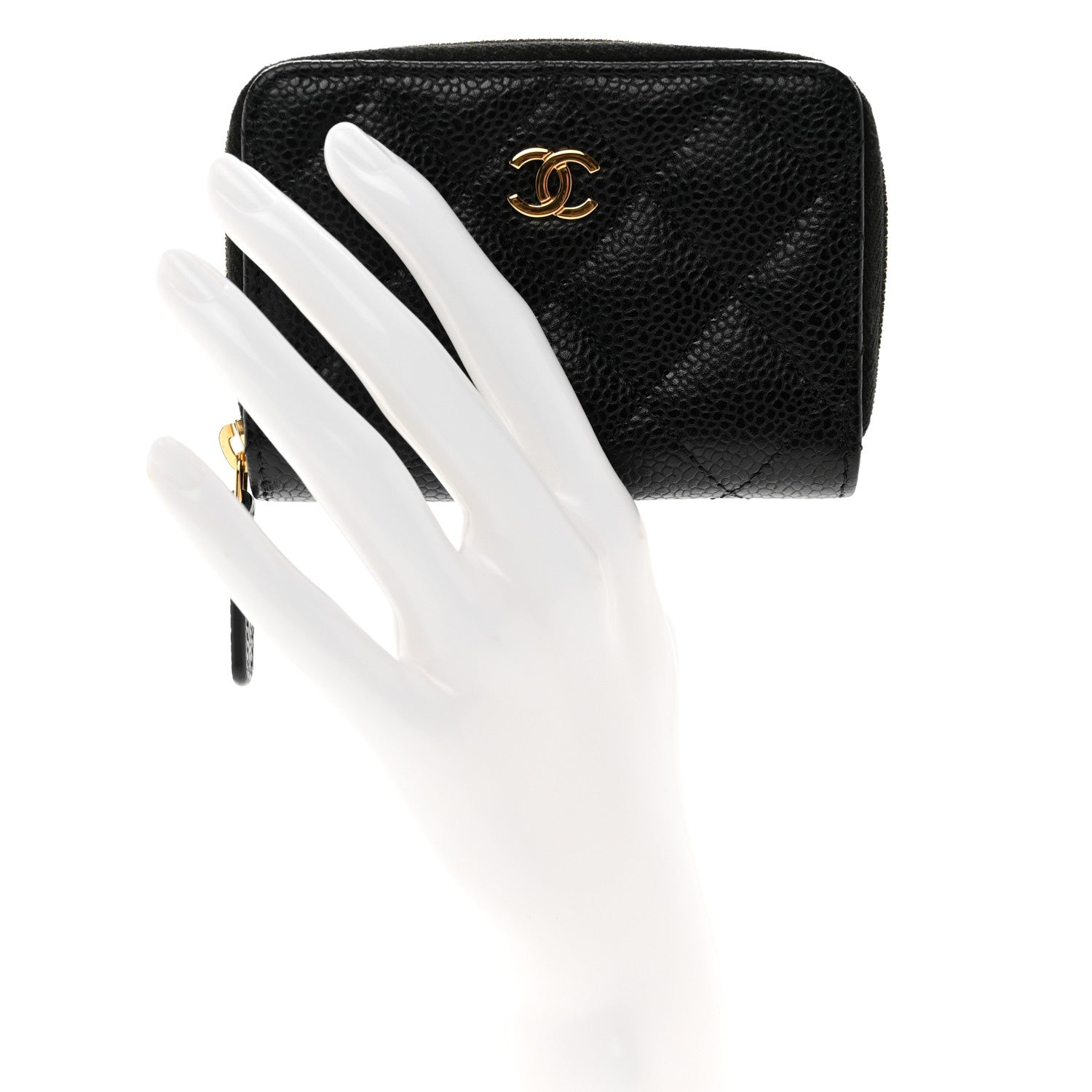 Chanel Caviar Quilted Zip Coin Purse Black 2 of 8