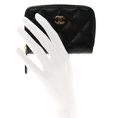 Chanel Caviar Quilted Zip Coin Purse Black 2 of 8