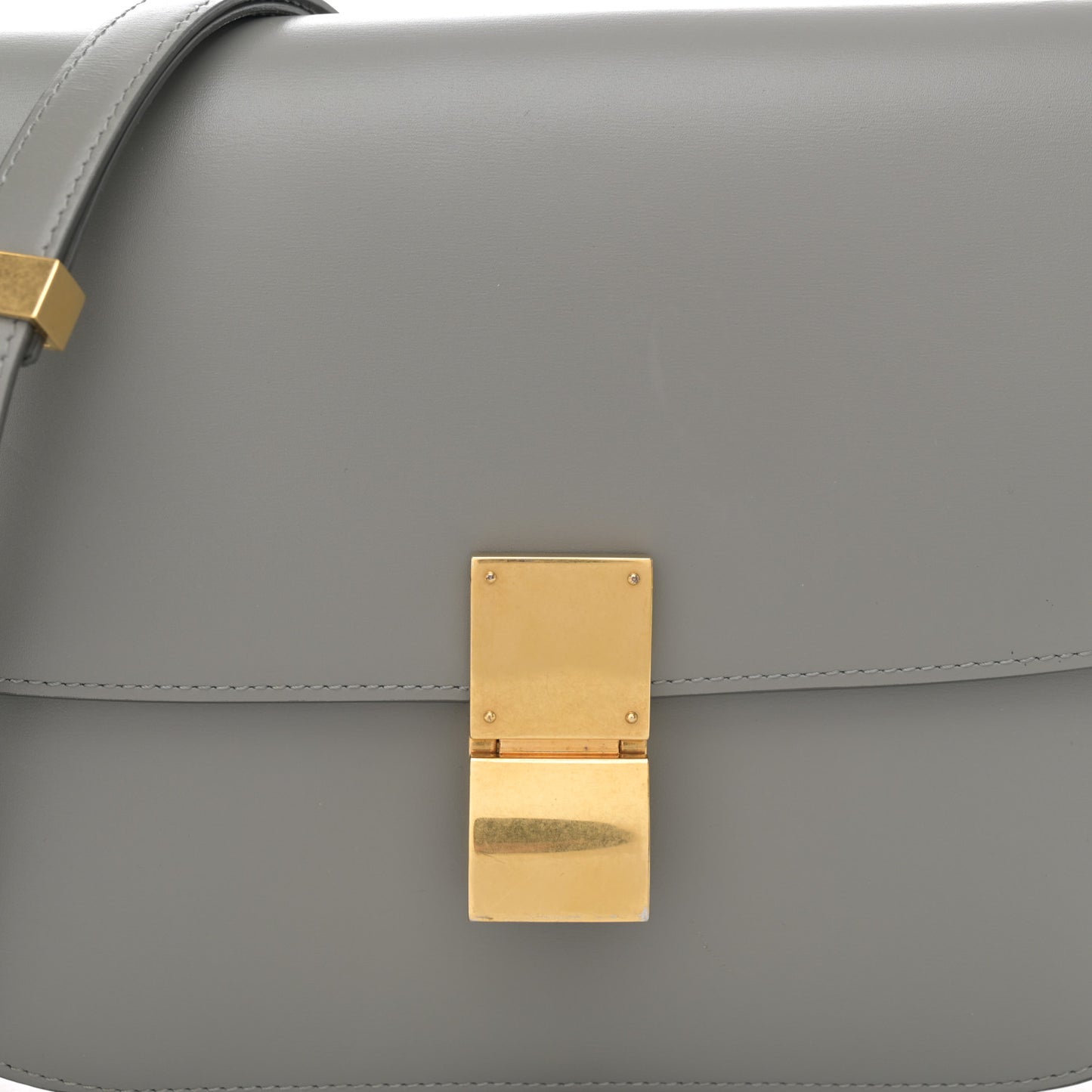 Box Calfskin Medium Classic Box Flap Bag Light Charcoal