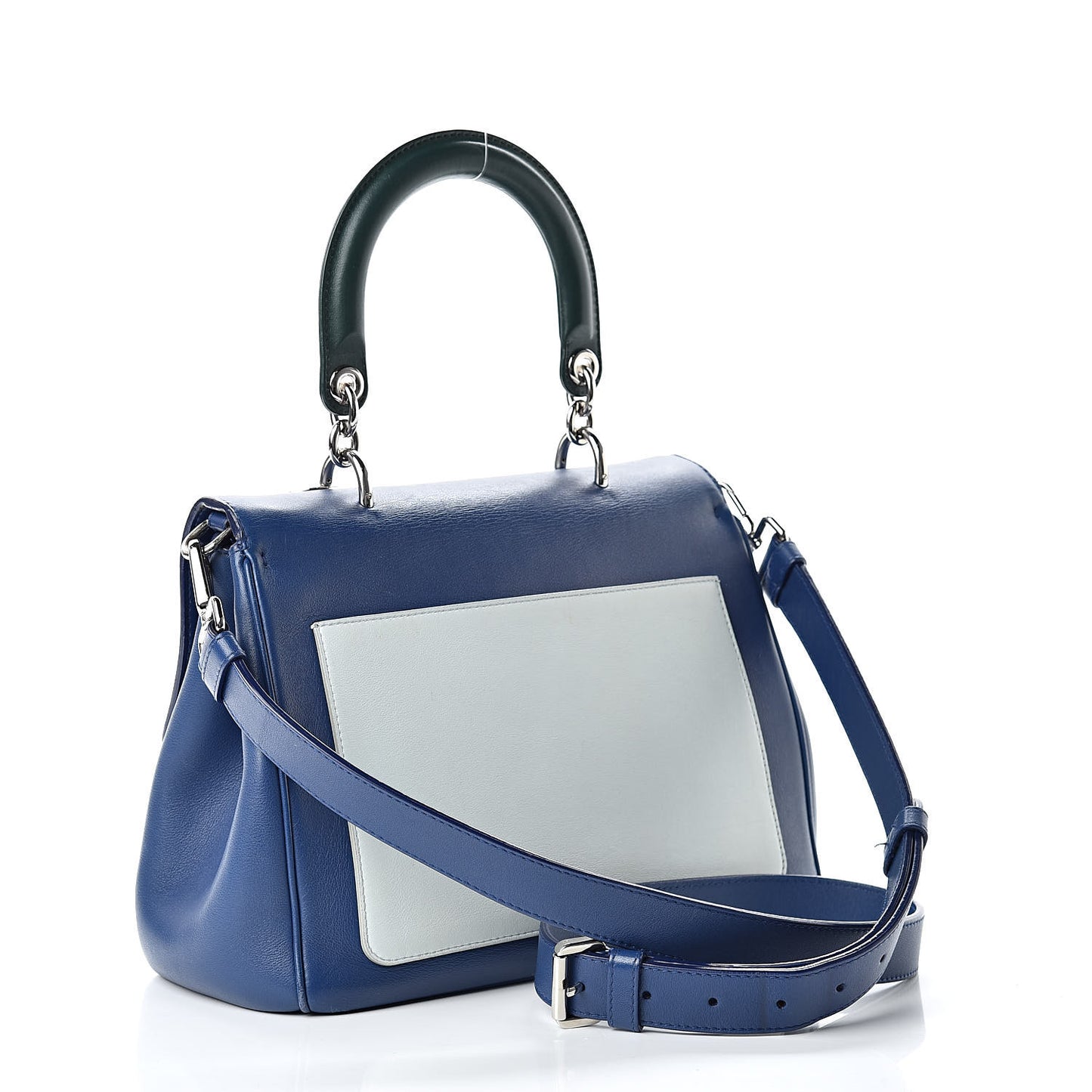 Smooth Calfskin Small Tri-Color Be Dior Flap Blue Celeste Deep Green