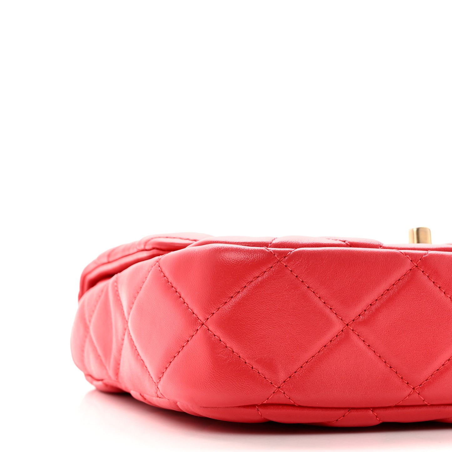 Lambskin Quilted Small Lacquered Chain Flap Red