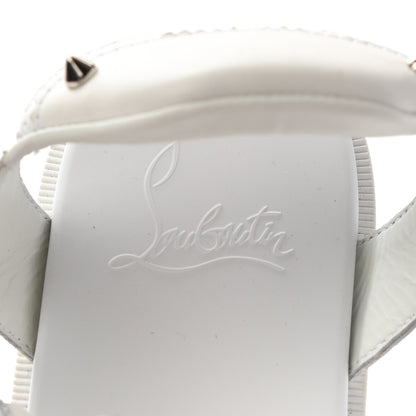 Christian Louboutin Calfskin Velcrissimo Flat Sandals 36.5 Blanco Silver 6 of 9