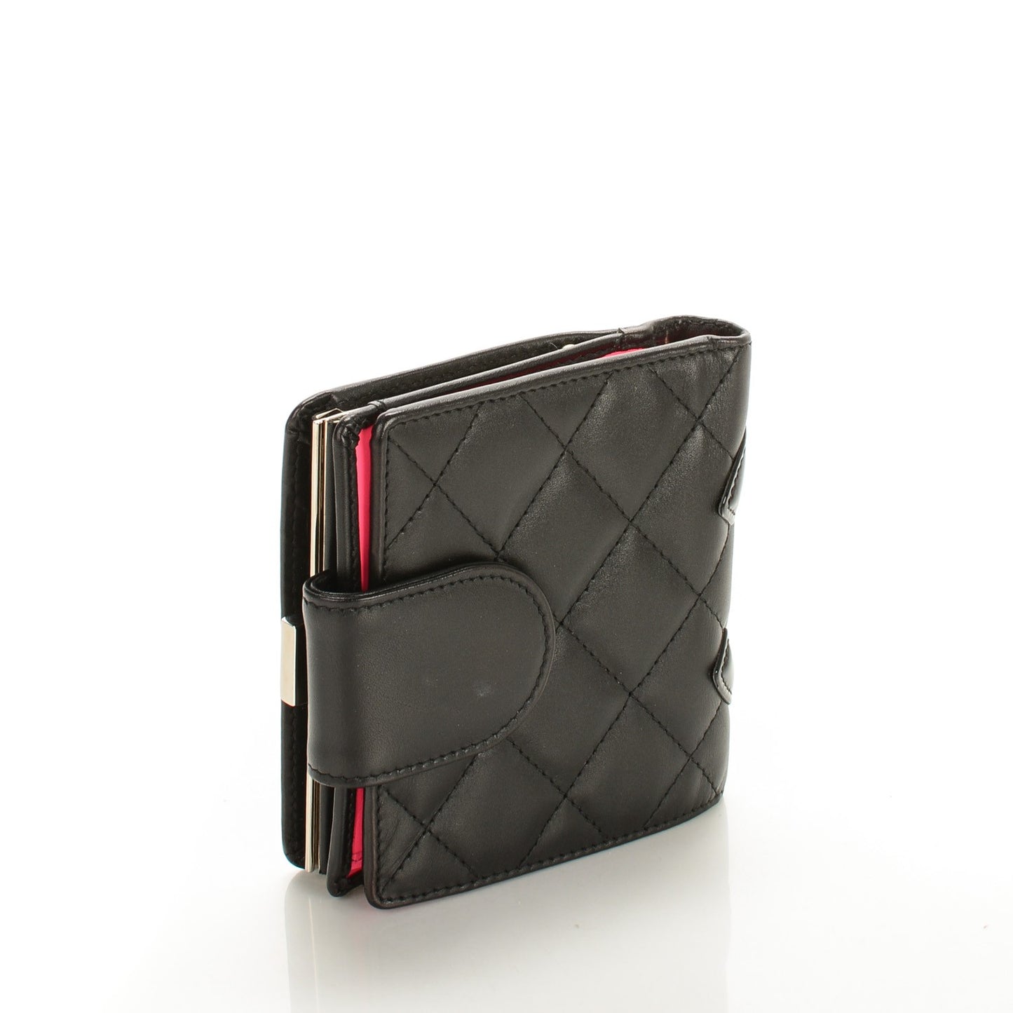 Calfskin Quilted Cambon Bi-Fold Wallet Black