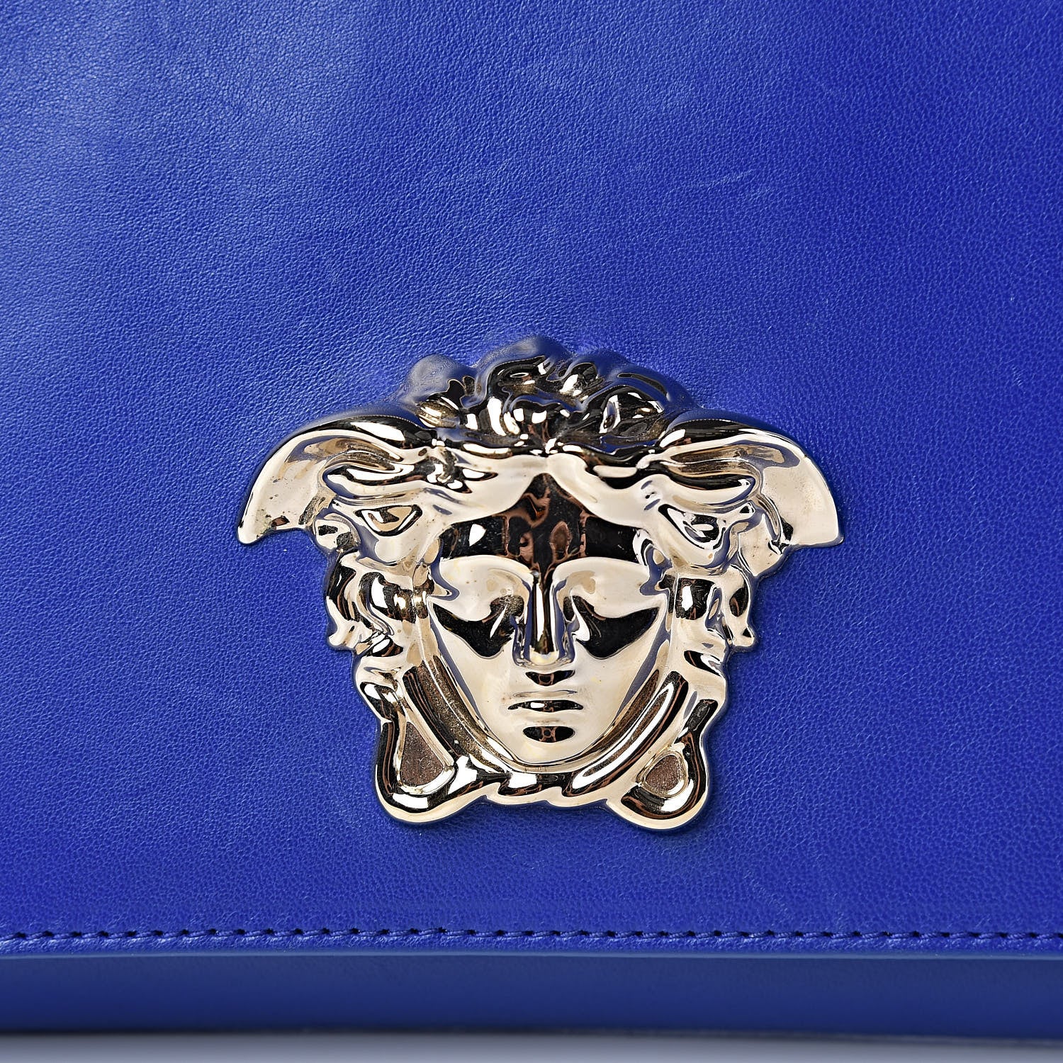 Versace Lambskin Palazzo Chain Evening Bag Blue 8 of 12