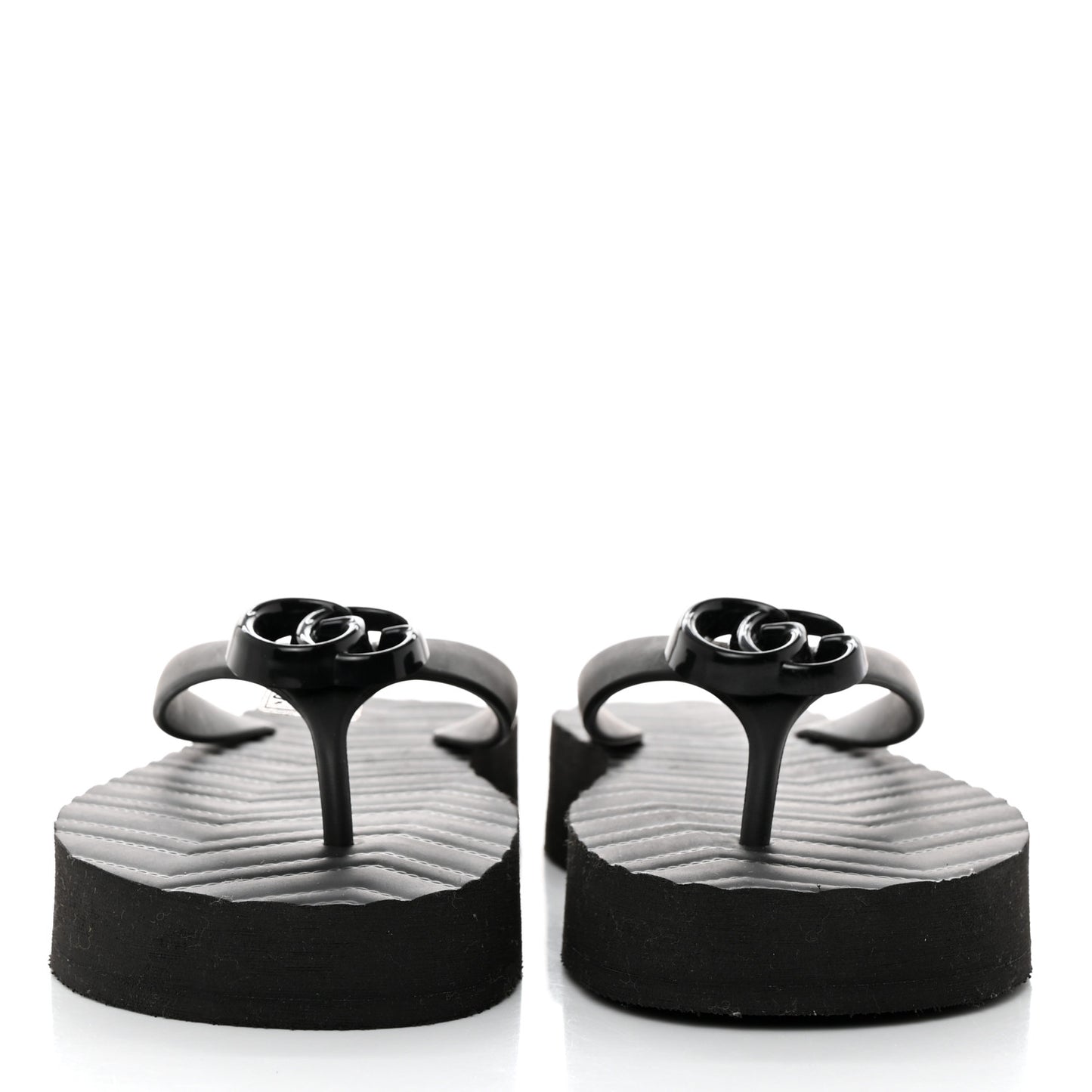 Rubber Chevron Womens GG Thong Sandals 38 38 Black